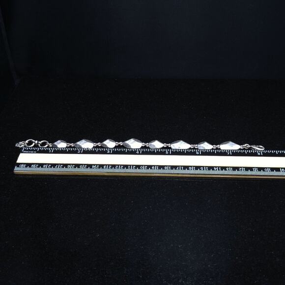 Lucky Brand Silver Tone Link Bracelet Faceted Beads Adjustable 7.5–8.25" - Picture 6 of 8
